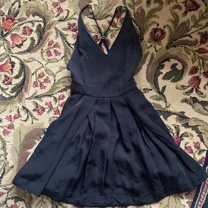 WORN ONCE! Mink pink black dress criss cross straps in back